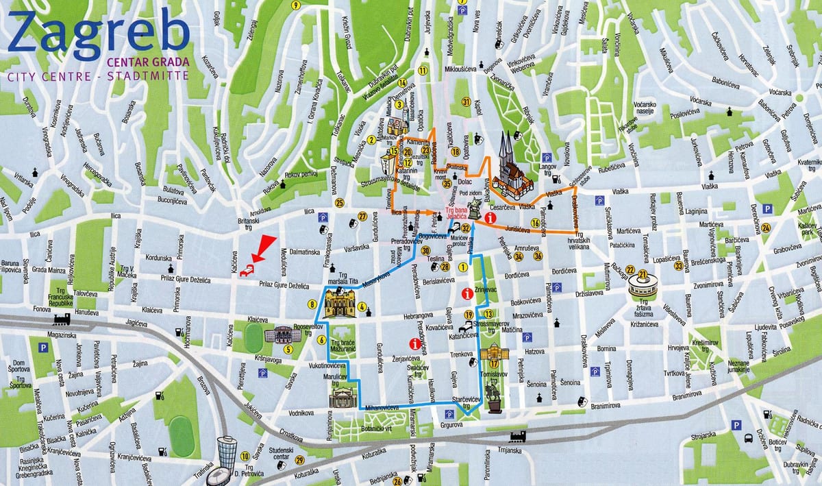 地图的克罗地亚萨格勒布