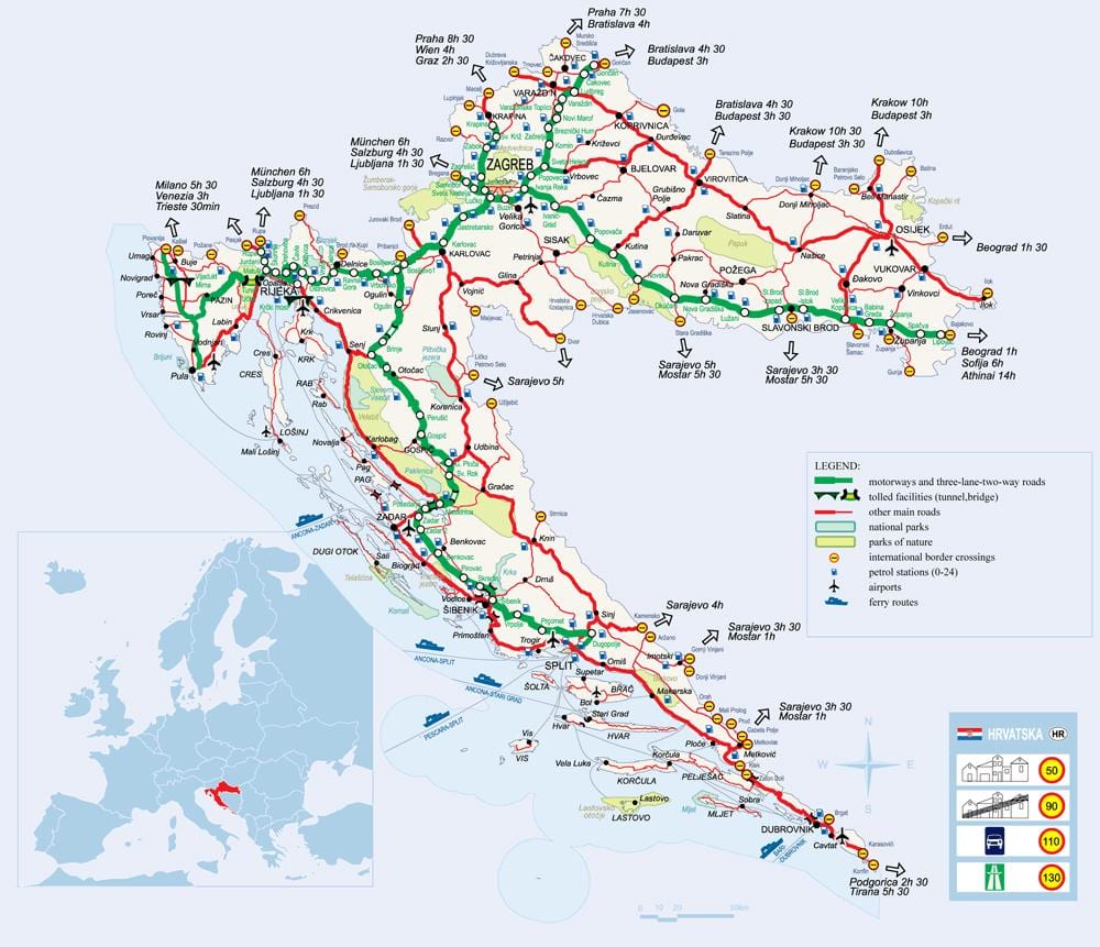 克罗地亚铁路地图