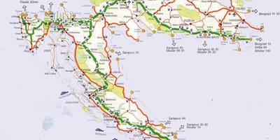 地图的克罗地亚公路旅行