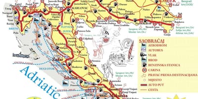 克罗地亚的度假胜地的地图